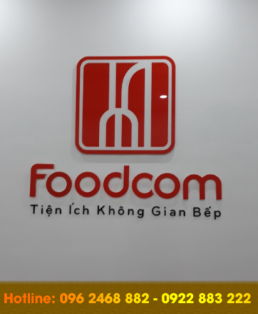 bo chu backdrop 370x450 - Công trình backdrop quầy lễ tân tại công ty Foodcom